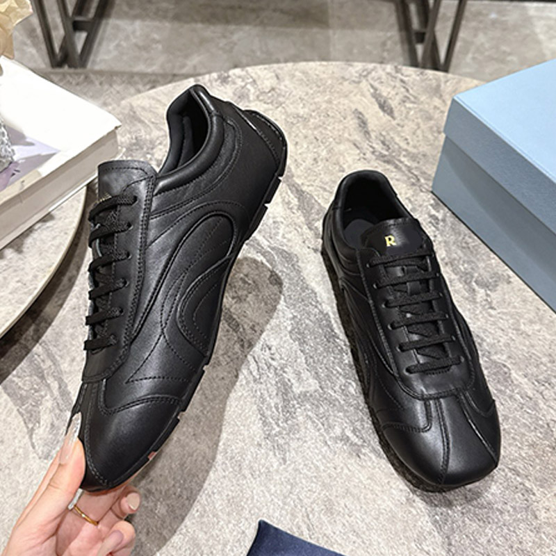 Famous Designer Unisex Low Cut Casual Shoes Black Comfortable Soft Leather Fashion Lace Up Nappa Leather Sneakers Daily Casual Walking Shoes