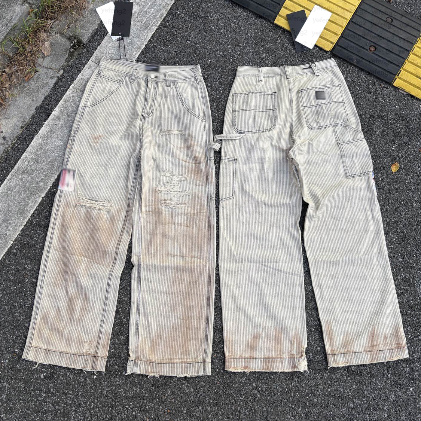 Jean en Denim pour hommes, jambes larges, Baggy en détresse, Streetwear de luxe américain, pantalon droit ample