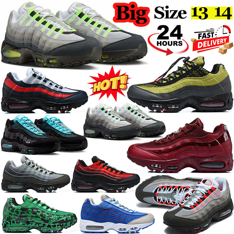 Big Size 13 14 95 95s running shoes Neon Pink Foam designer big bubble Tech Black Solar Red Grey Gradient Fresh Mint womens mens trainers outdoor sn