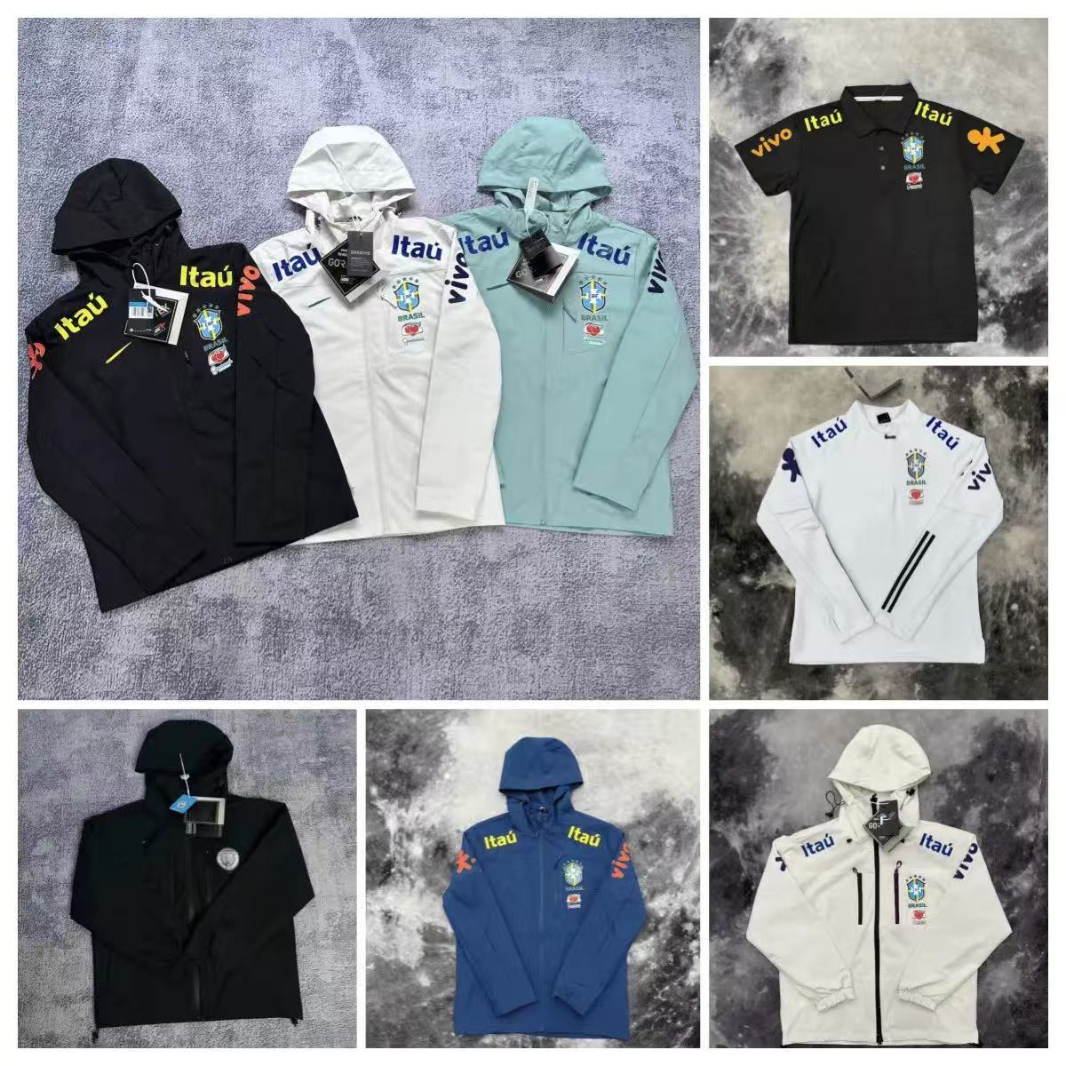 Designer men's jackets,Men's Brazilian Jacket High-Quality Hooded Brazil National Team Training Jacket Men Veste Brazil Windbreaker Unisex