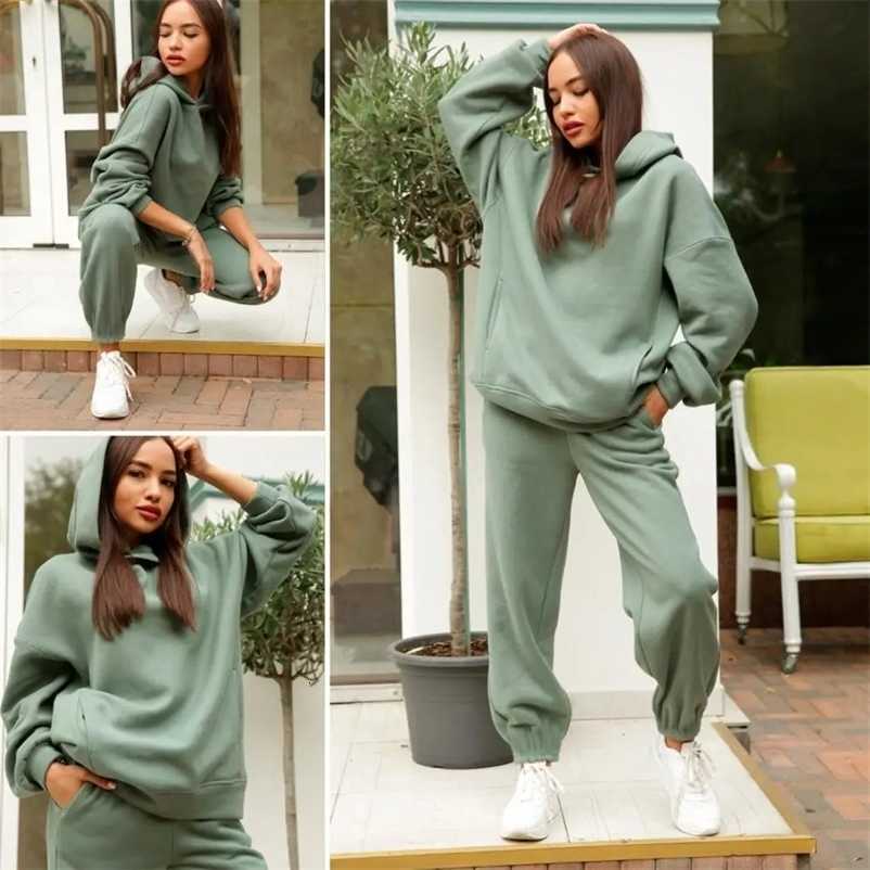 Tracksuit Women Autumn Winter Warm Hoodies Top Suits Hooded Sweatshirts And Pants Outfits Sweatpants 2 Piece Sets250120bj S261012AKWV