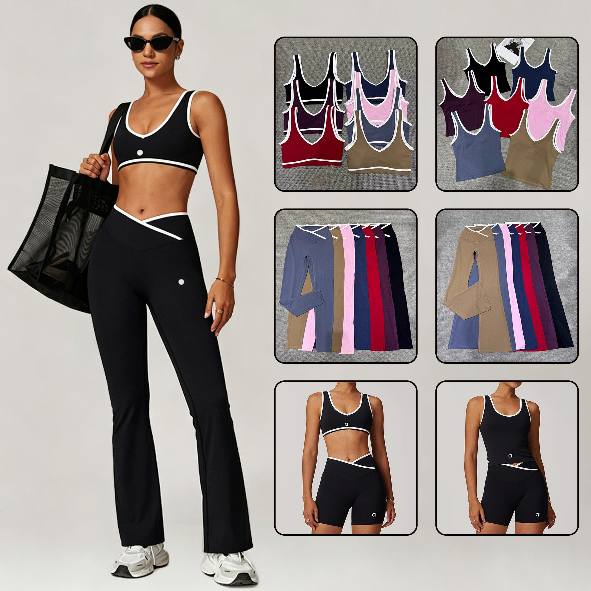 Designer Yoga Gym Set Sports Bra Breathable Booty Lift Gym Shorts Leggings Wide-leg Pants Quick Dry Naked Feel Sports Outfit Women Clothes Set
