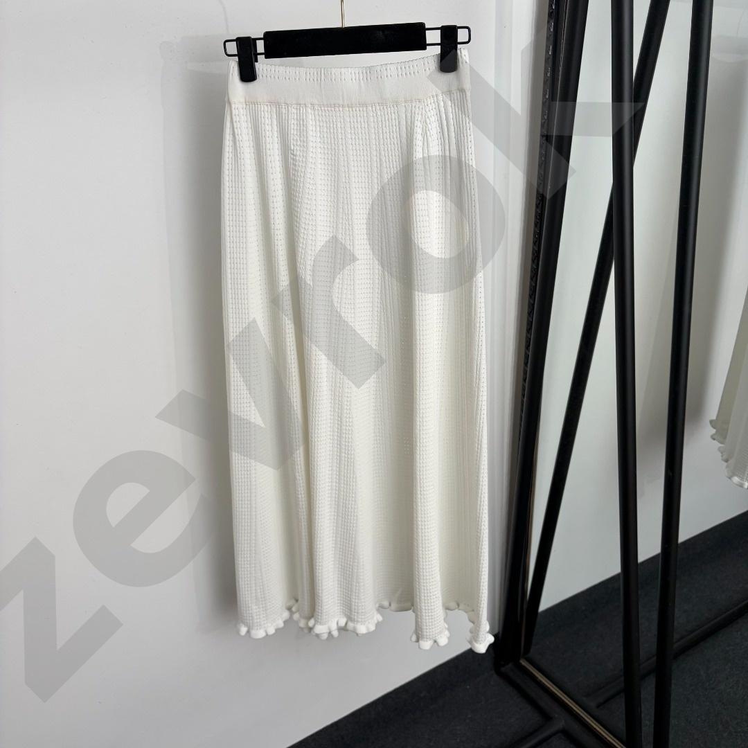 Designer Femmes Haute Qualité Gaufre Tricot Midi Jupe Taille Élastique Ourlet À Volants Une Ligne Flowy Longue Jupe Élégante Robe Décontractée D'