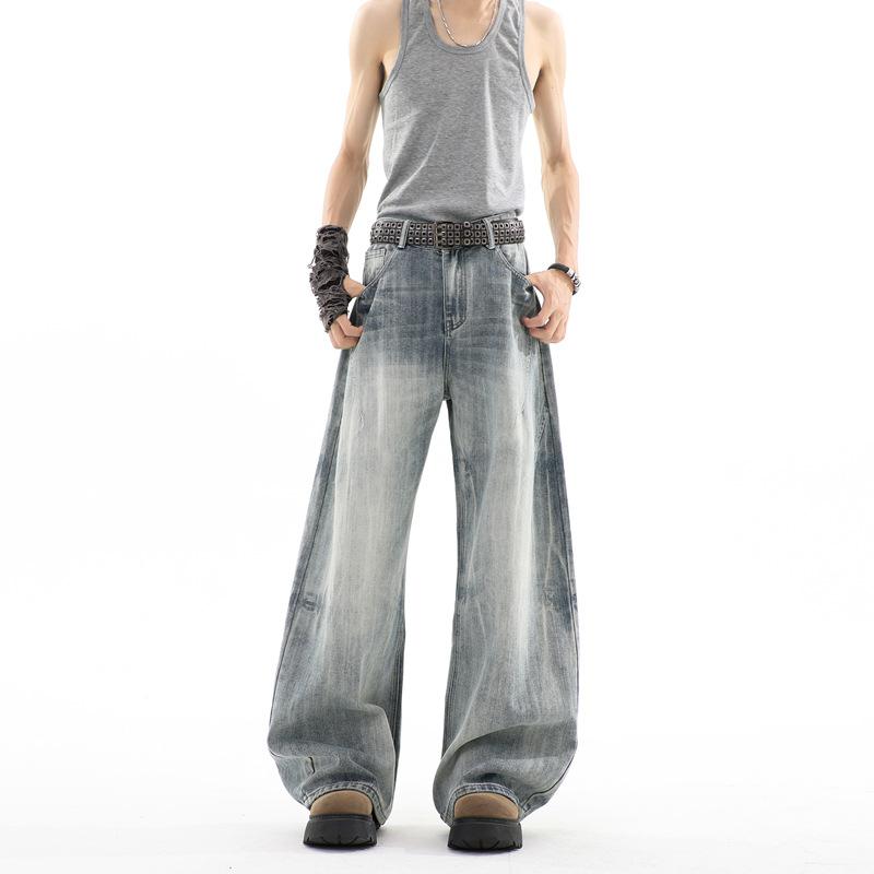 Designer Unisexe Surdimensionné Hommes Baggy Jambe Large Jeans Pantalon En Denim Lavé En Détresse Streetwear Loose Fit Vintage Y2K Hip Hop Pantal