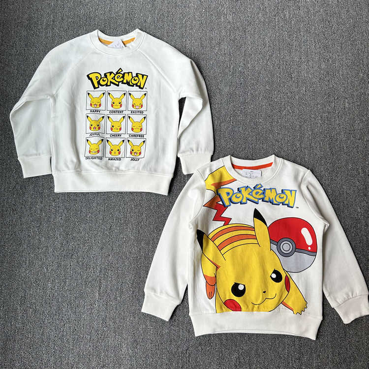 Sweats à capuche pour enfants Pokemon Nouvelle collection d'automne du Japon Sweat-shirt pour enfants imprimé à base d'eau de la série Pikachu L2