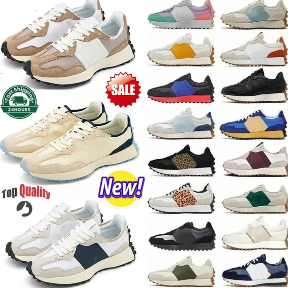 New 327 Running Shoes For Mens Womens Designer Athletic Trainers Leopard Sea Salt Suede Oxford Beige Black White Grey Outdoors Sports Gym Sneakers 0