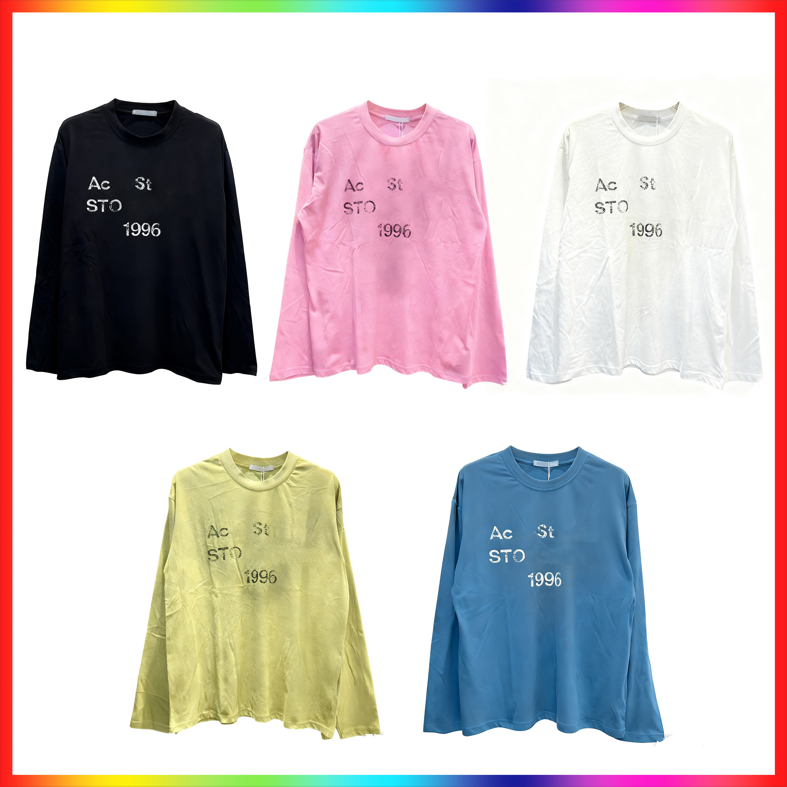 5A Designer Mens T shirt long sleeve Hoodie Summer 1996 Graphic Tee Women Oversize Washed Tshirt Retro Long Breathable long sleeve