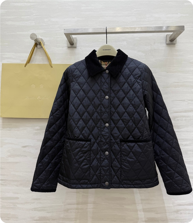 Classic Women Black/Khaki Diamond-Quilted Short Jacket/Casual Snap-Button Light Padded Coat for Ladies B1070-340 size S-XXL
