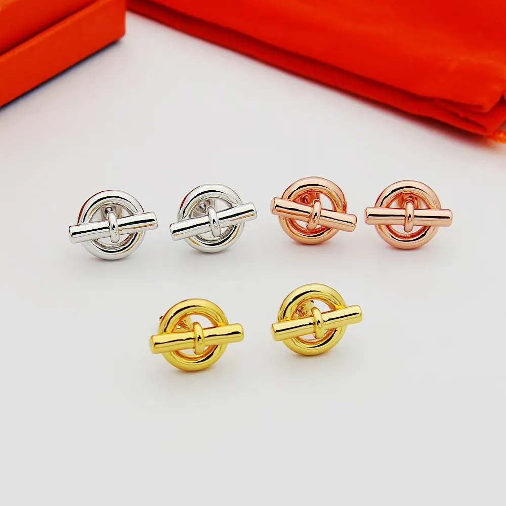 Stylish Stainless Steel Designer Earrings for Couples Featuring a Luxurious OT Buckle