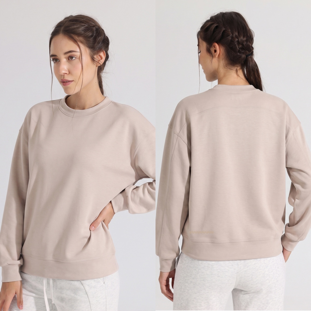 L6662-UU Veste de Yoga à manches longues pour femmes, coupe ample, haut décontracté à col rond pour les activités sportives, entraînements d'hive