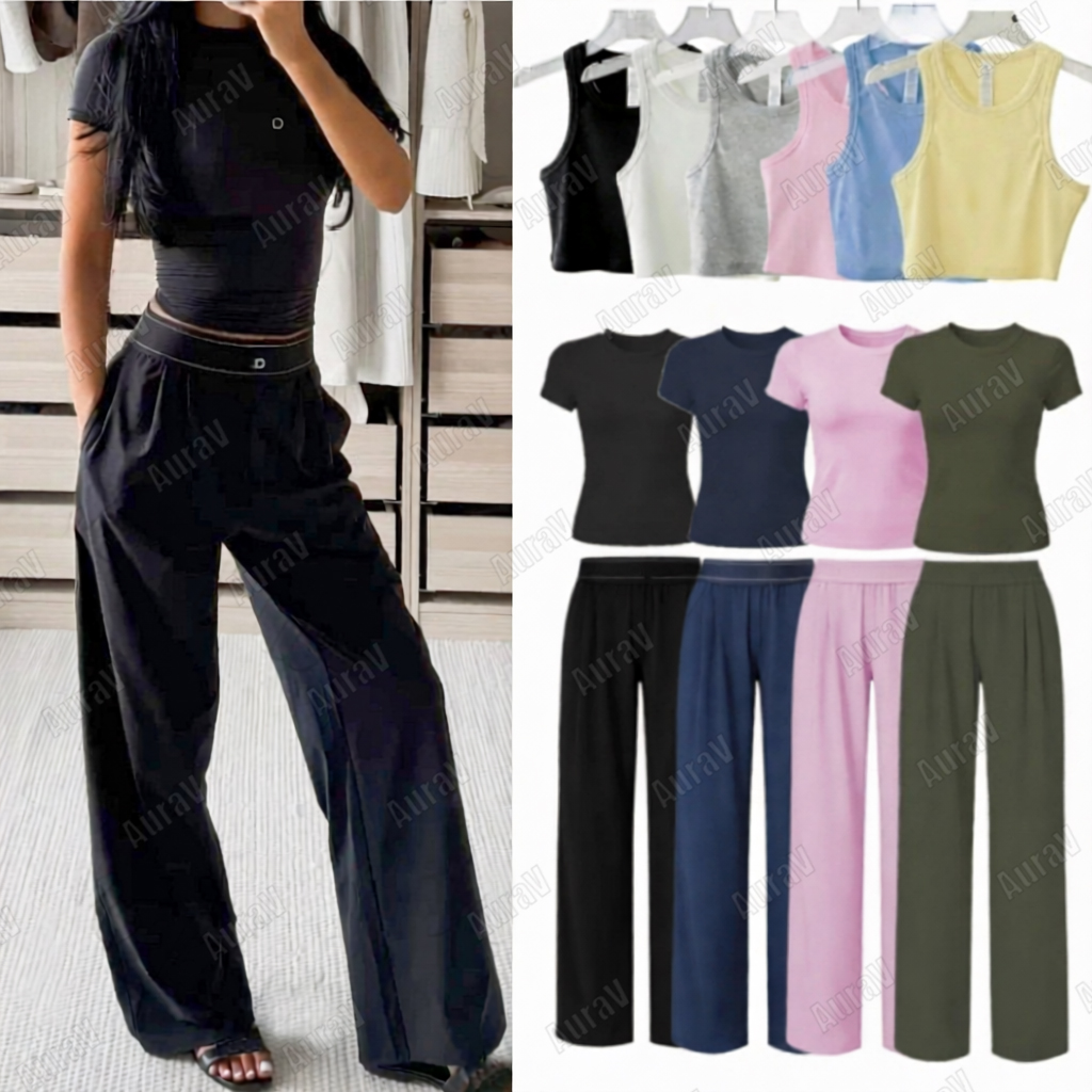 5A Designer Yoga Vest pants shirts Gym Clothes Women shirt shorts Sports dress Straight-Leg Trousers Pant summer skirt Sweatpants women clothes set