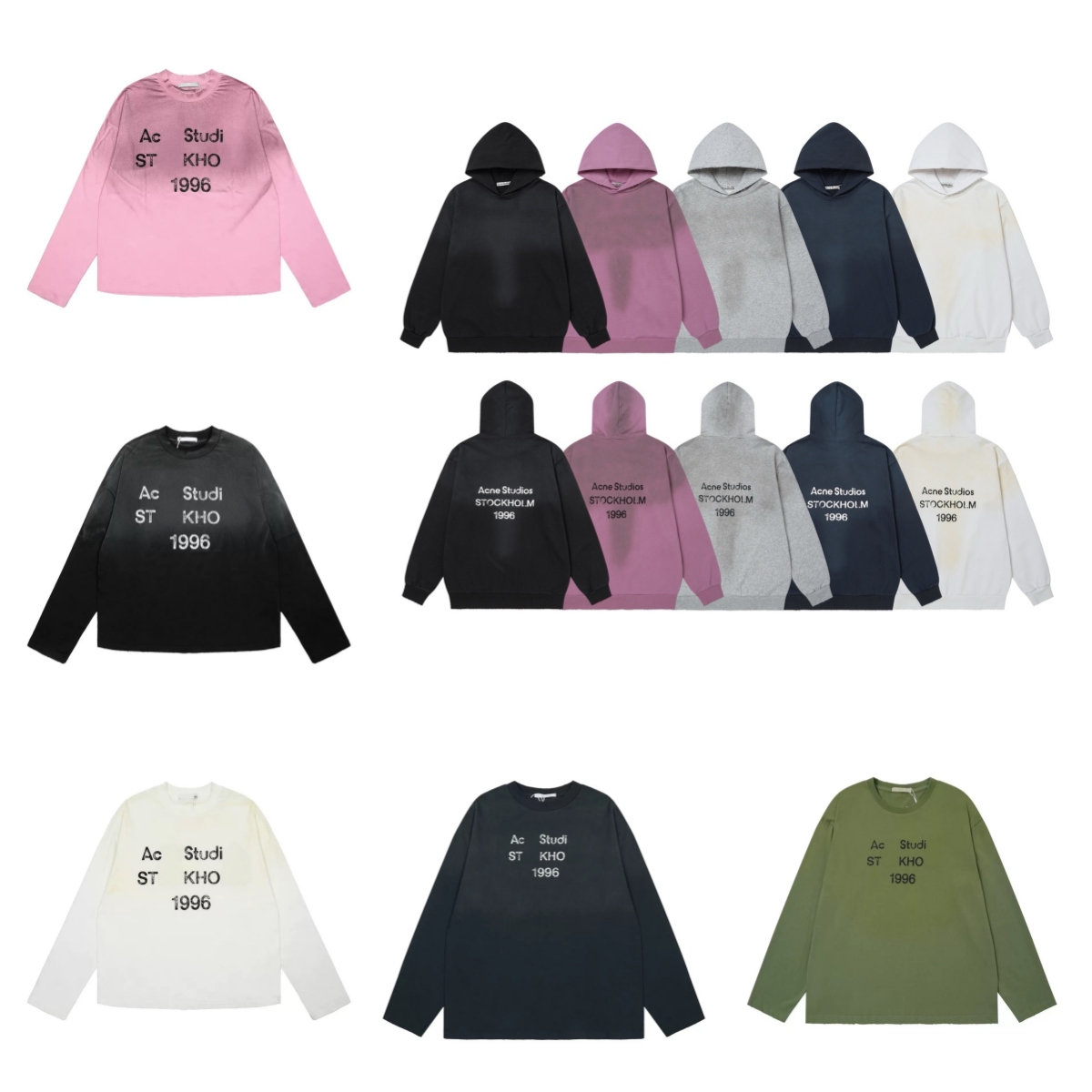 Designer men women hoodie luxury letter logo pullover 1996 Vintage washed round neck loose long sleeved T-shirt Comfort cotton Nordic