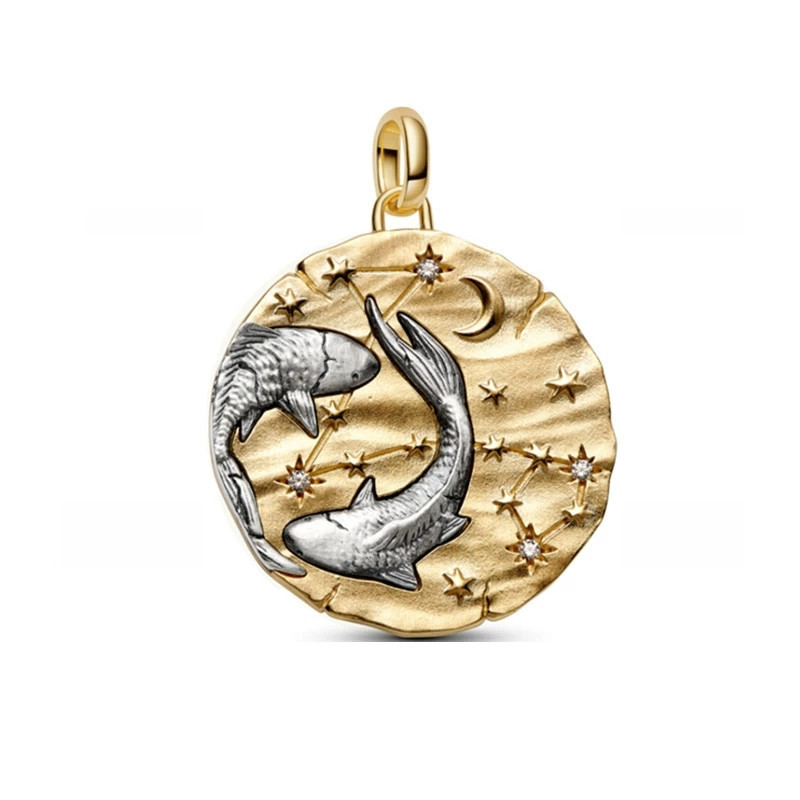 Mode femmes filles cuivre blanc personnalité bricolage océan perles en vrac opale lettre vierge douze signes du zodiaque cercle coeur accessoire