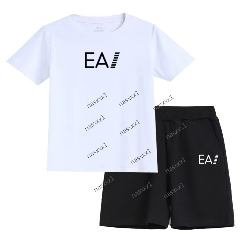 Vêtements de sport d'été pour enfants, T-shirt 100% coton, manteau, garçons et filles, lettres imprimées, Short à manches courtes, ensemble de sp
