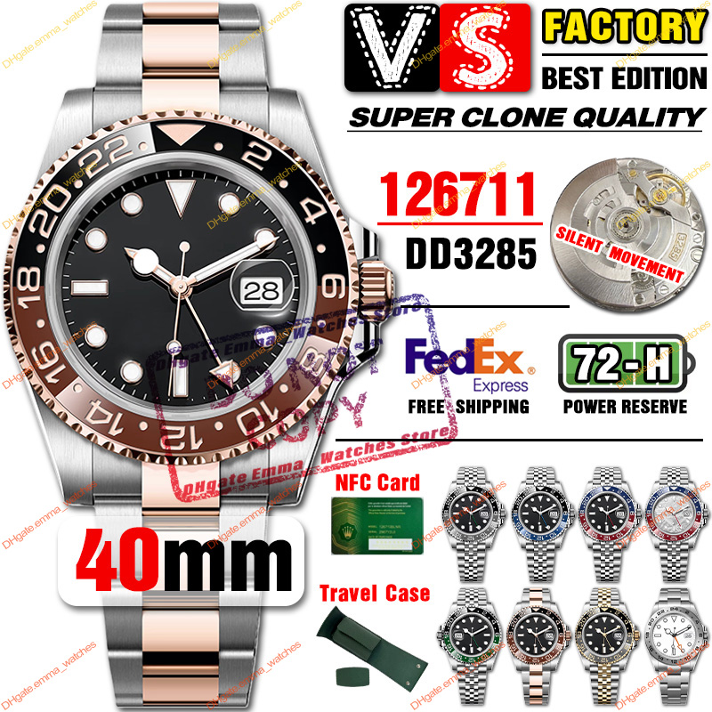VS Factory Designer Watches Mens Luxury Watches DD3285 Automatic Movement Silent 904L Stainless Steel Ceramic Bezel Sapphire Luminous Waterproof Wit