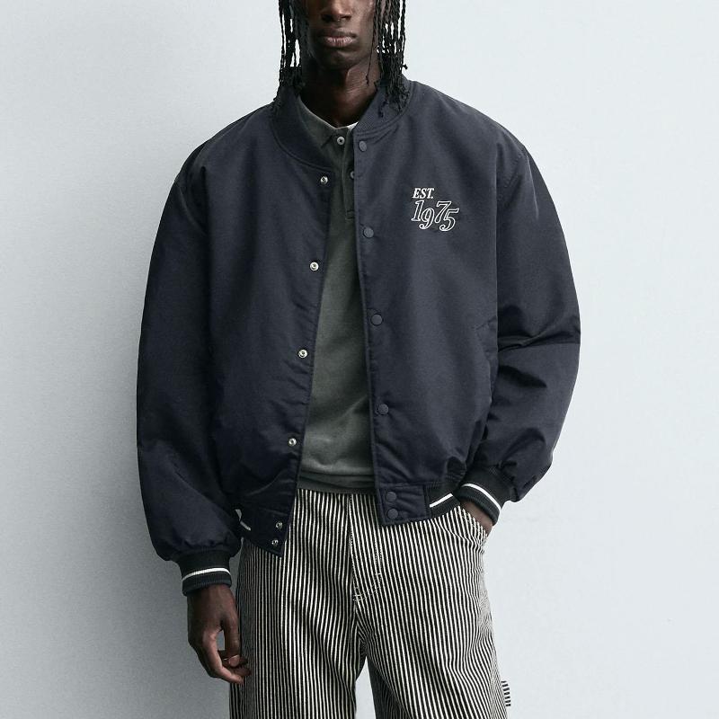 Designer Bestseller Embroidered Varsity Bomber Jacket Quilted Padded College Baseball Coat Snap Front Loose Fit Fall Winter Outerwear