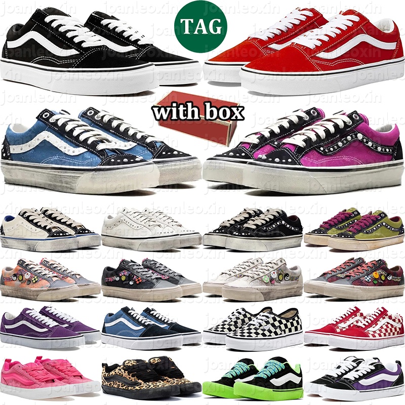 Free shipping with box mens womens casual designers canvas shoes skateboard flat skool sneakers outdoor trainers Pink Black White Blue Red Green