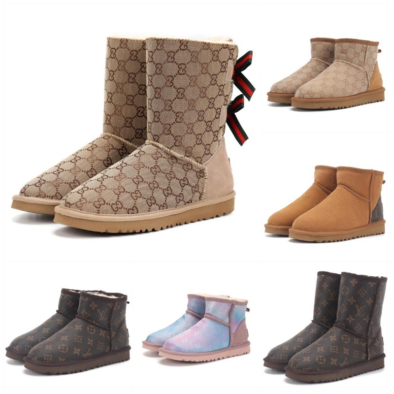 Designer Women classic bow Snow Boots Tazz Slippers Mustard Seed Mini Boot Platform Indoor Australia Tasman Slipper Fluffy Slip-on Winter Lazy Fur B