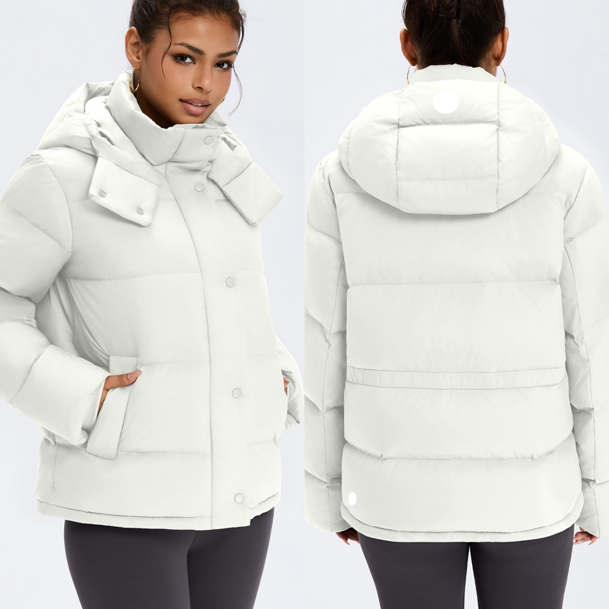 L6669-UU Veste à capuche épaisse en duvet d'oie blanche pour femme Manteau à capuche de sport confortable pour femme Prêt pour l'hiver Doudoune à