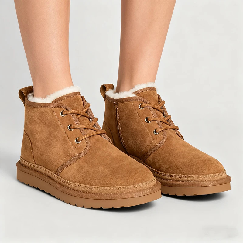Crestar Women's Winter Suede Snow Boots Outdoor Cozy Keep Warm Fur Lined Short Lady Nonslip Soft Sole Cotton 260917
