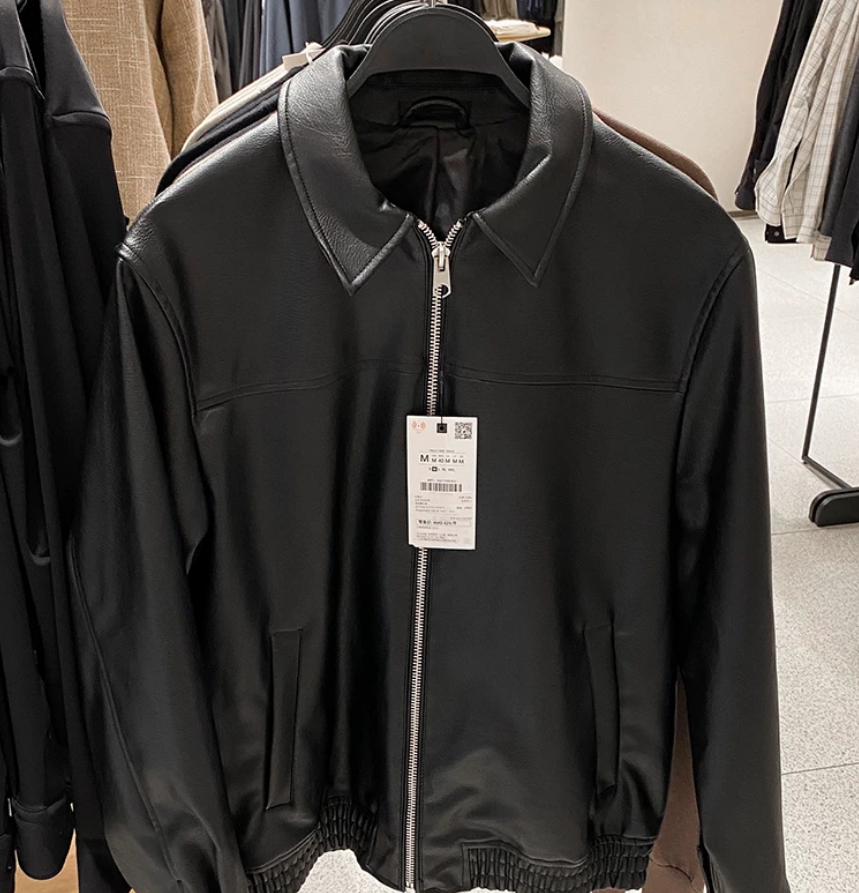 Designer Men Faux Leather Bomber Jacket Loose Fit Zip Up PU Coat Autumn Winter Casual Outerwear Turn Down Collar