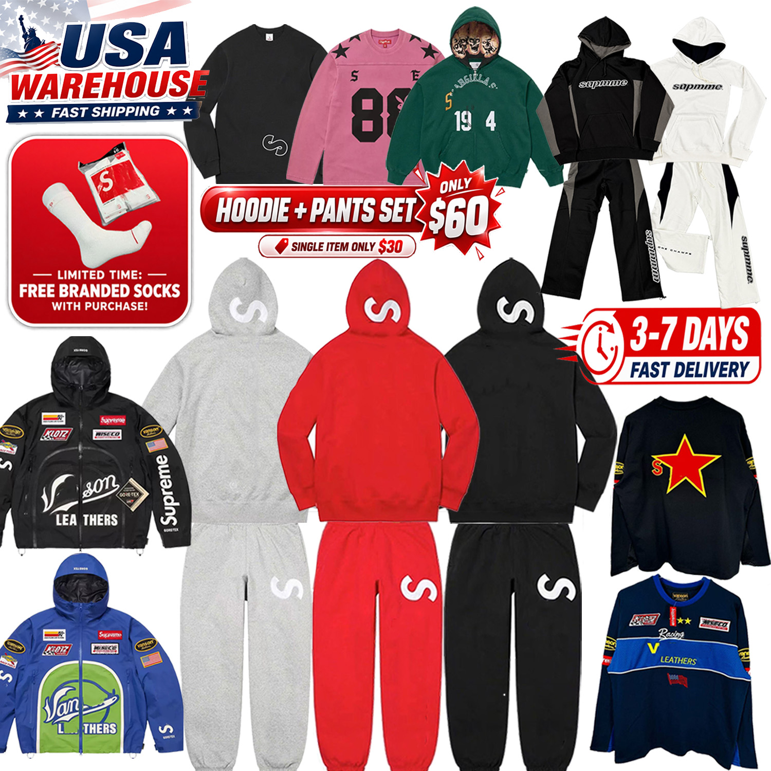 Supremely sweatpants hoodie mens jacket designer suprememsweat suit sweater tracksuit mens luxury zip up hoody long sleeve hoodies jacket sweatshirt