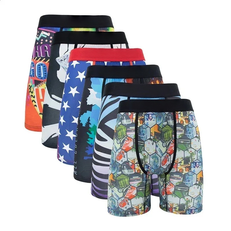 6Pcs psdunderpants underwear Fashion Printed Men Underwear Boxer Cueca Male Pantiesy Lingerie Men Underpants Boxer Briefs Boxers Trunks classic tren