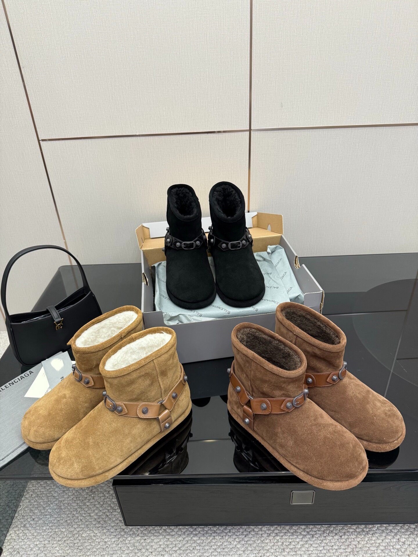 Suede Boot Designer Luxury Womens Brown Fur Sheepskin Winter Ankle Slip On Buckle Casual Comfort Fashion Footwear Quality Modern Stylish Trendy Blue