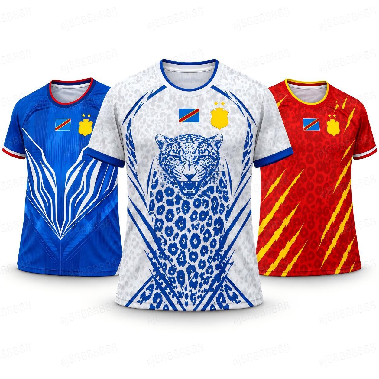 2026 DR Congo Jersey 26 27 Away Jersey White Soccer Jersey Football Shirt Men Women Kids Short Sleeve Quick Dry Leopard Print National Team Fan
