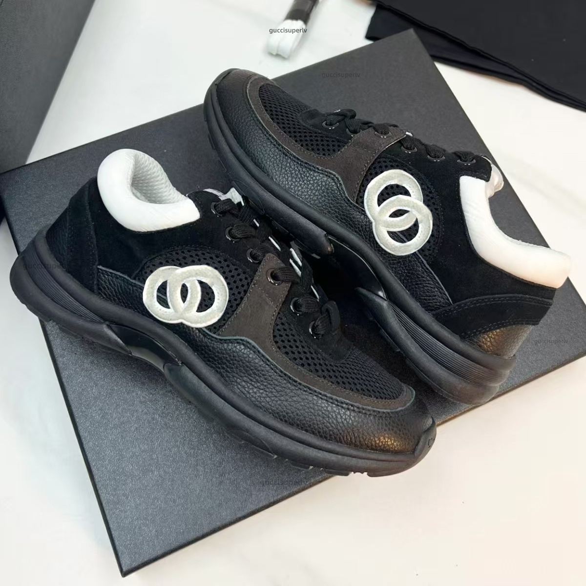 Designer Version Daddy Paris Calf Platform Sneakers Rubber Shoe loves Trainer Lace-up Female Thick Sole Sports Casual Shoes Luxury Women Men Skate S