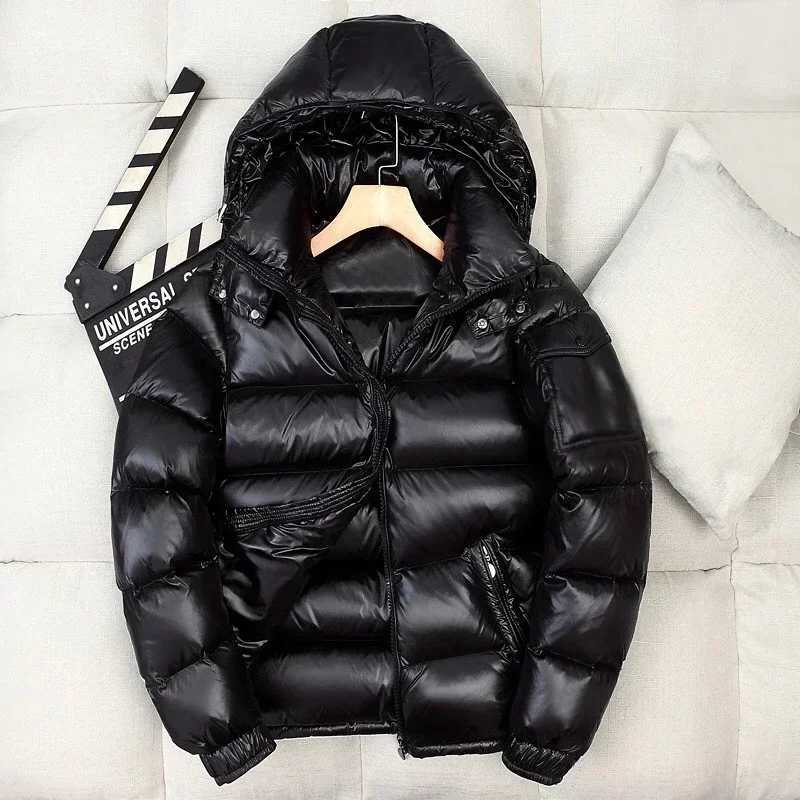 Men's Down Parkas New Winter Men Shiny White Duck Down Coats Hooded Casual Puffer Jackets Quality Male Outdoor Windproof Parkas Warm Jackets 3X