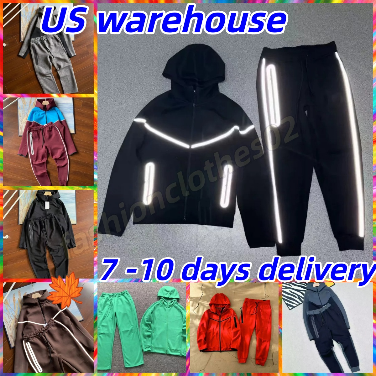 Fashion Designer Tech Fleece Two Piece Tracksuit Hoodie Sweatshirt & Sweatpants Loose Fit Unisex Sport Outfit for Basketball Football and Daily Wear
