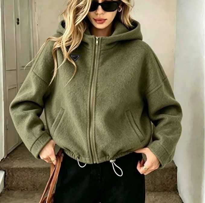 long Jackets slve Women's jacket Sport woolen hooded jacket Outerwear winter womens coat S261012AMJ4