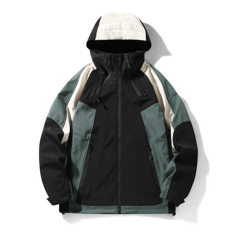 Spring DIUJZEO and Autumn Mens Hooded Bomber Jacket Windproof Mens Windproof Jacket Jacket Womens University Jacket240806 S261012YP1U