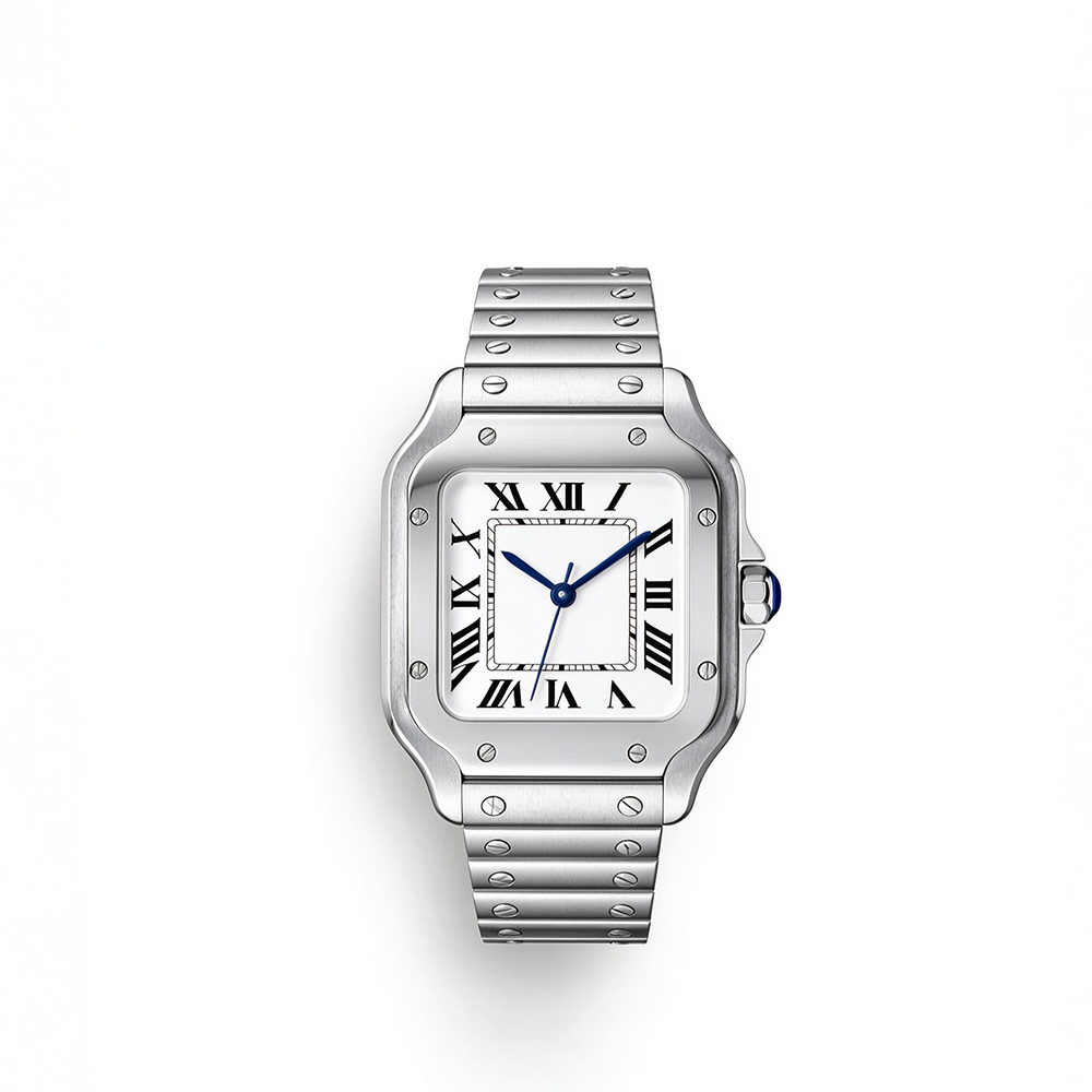 Montre à Quartz carrée classique pour hommes, cadran à chiffres romains, Options de bracelet en cuir en acier inoxydable, montre-bracelet d'affai