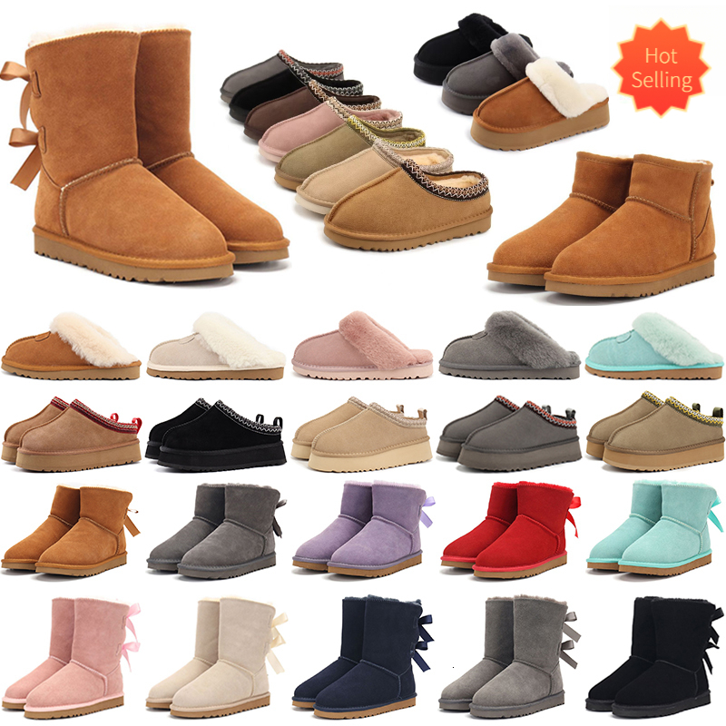 Botas de diseñador para mujer botines de plataforma botas de invierno zapatillas para la nieve zapatos clásicos mini tobillo negro chesut rosa cálid