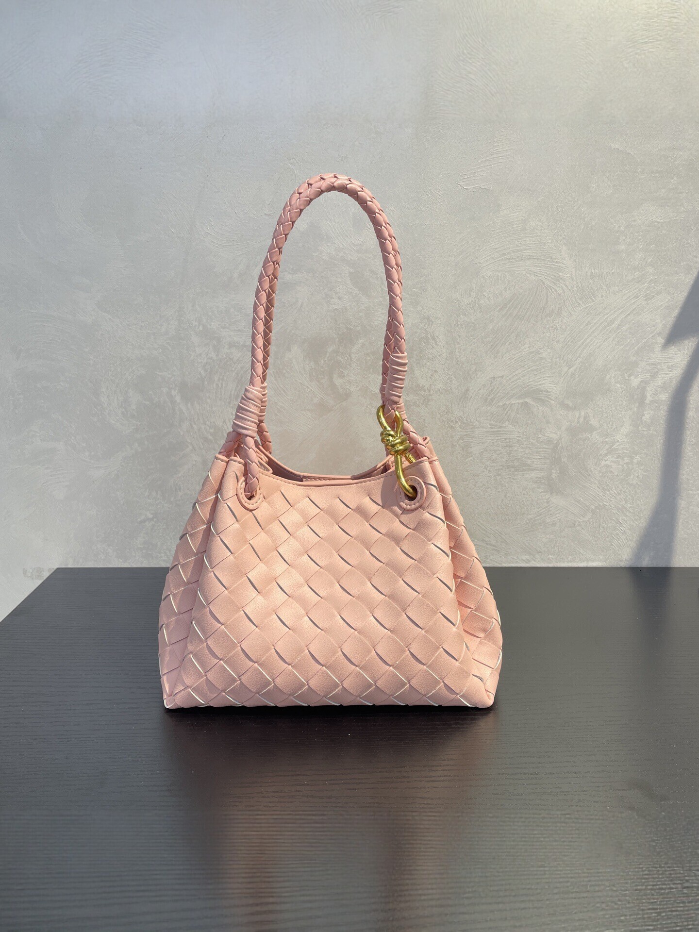 Designer Women Green Intrecciato Woven Tote Bag Gold Knot Metal Buckle Braided Handle Large Capacity Shoulder Handbag