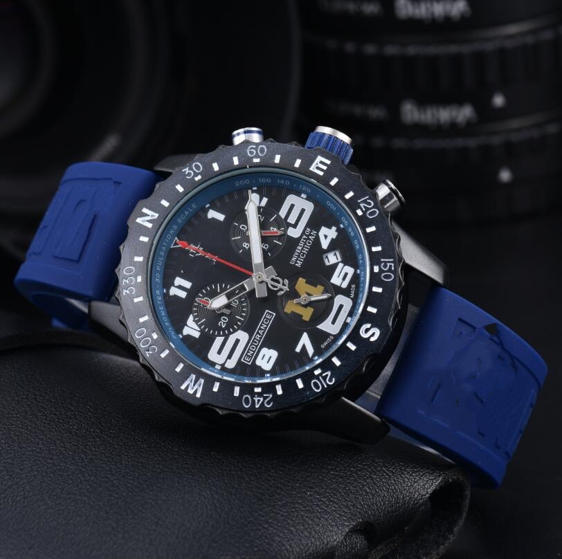 Men's BR sports timing quartz watch with large digital dial, date display, rubber strap, illuminated hands, suitable for outdoor activities Mon
