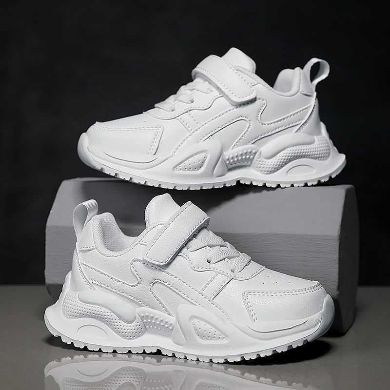 Sneakers White Children's Leather Casual Shoes For Boy Girls Sneakers Breathable Outdoor Kids School Walking Non-slip Sport Running ShoesT26101