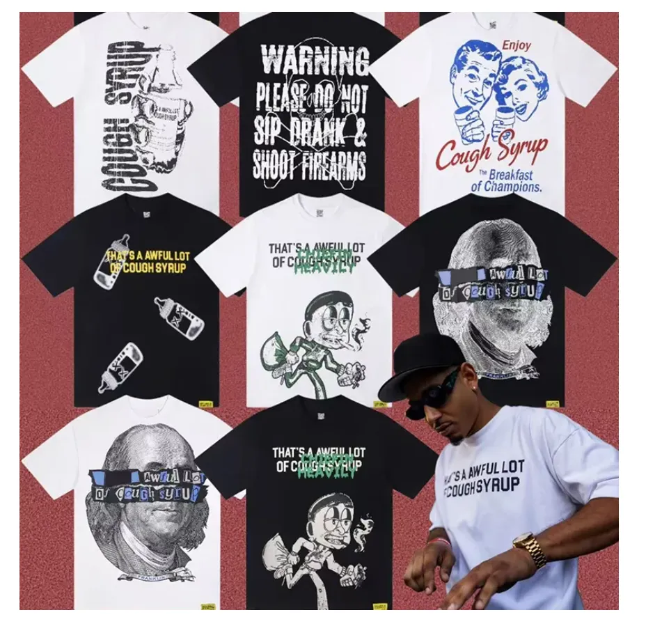 awful lotta cought sryup shirts Designer T Shirt Mens Tshirt Digital Pattern Round Neck Trendy Brand Short Sleeved Shirt thats a awful lot of caugh