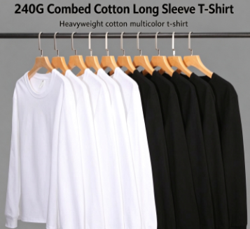 Designer Heavyweight Cotton Long Sleeve T-Shirt Men Women Crew Neck Ribbed Cuff Solid Thermal Base Layer Breathable Tops