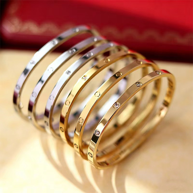 Bracelet de créateur classique pour femmes, avec diamant de 4mm, à breloques, en acier inoxydable de haute qualité, bijoux de luxe