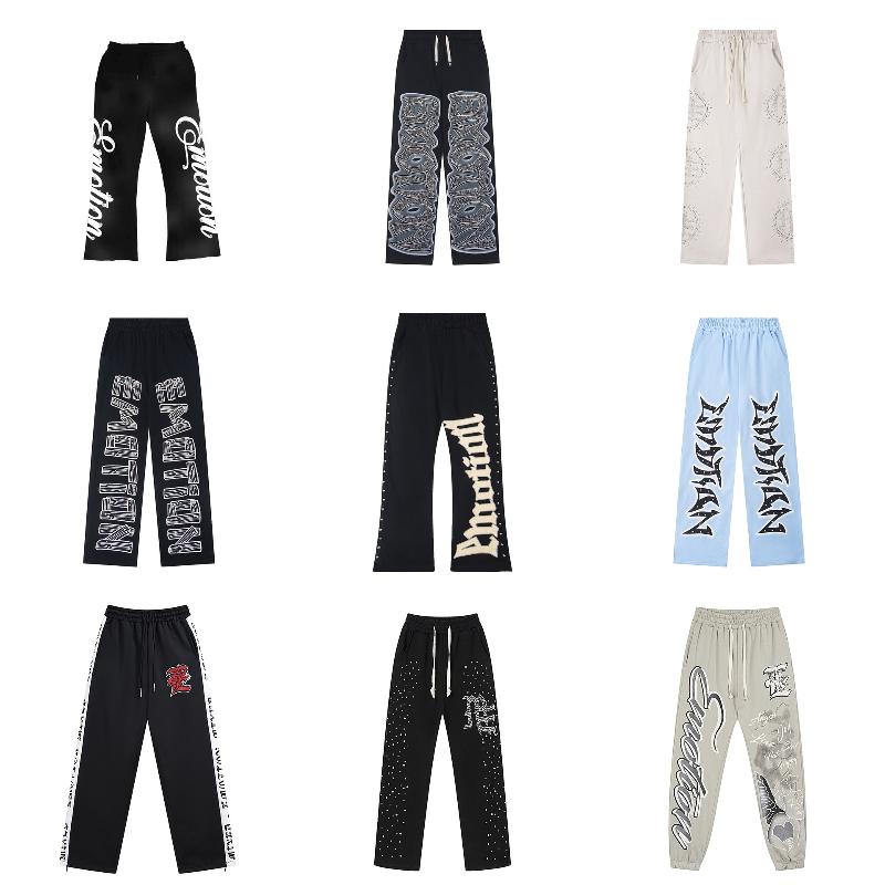 Designer unisexe surdimensionné hommes vintage hip hop cordon de serrage pantalon de survêtement lâche jambe droite mi-haute taille streetwear pa