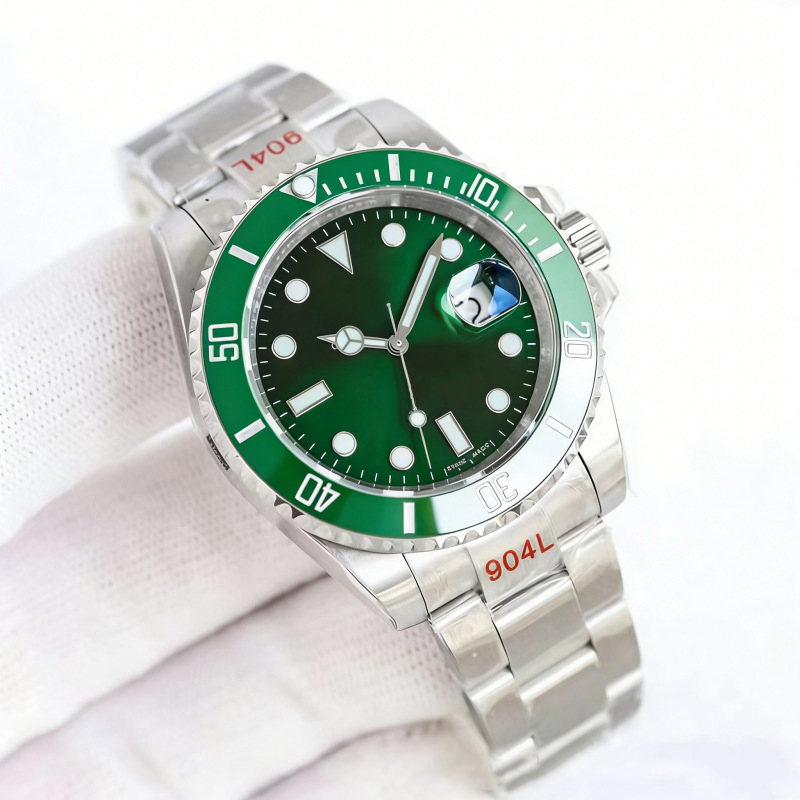 2026 Mens Automatic Mechanical Watch - 41mm Sapphire Glass Waterproof Stainless Steel Green Black Gold Ceramic Luminous Luxury Swim Watch Folding wo