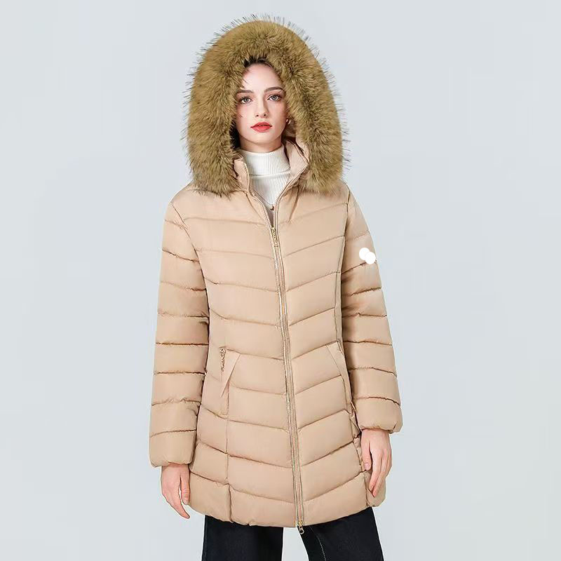 Femmes Downs Parkas Veste Slim Manteaux De Fourrure Long Puffer Chaud Coupe-Vent Manteau À Manches Longues Vestes Hiver Épais Bomber Outwears Top
