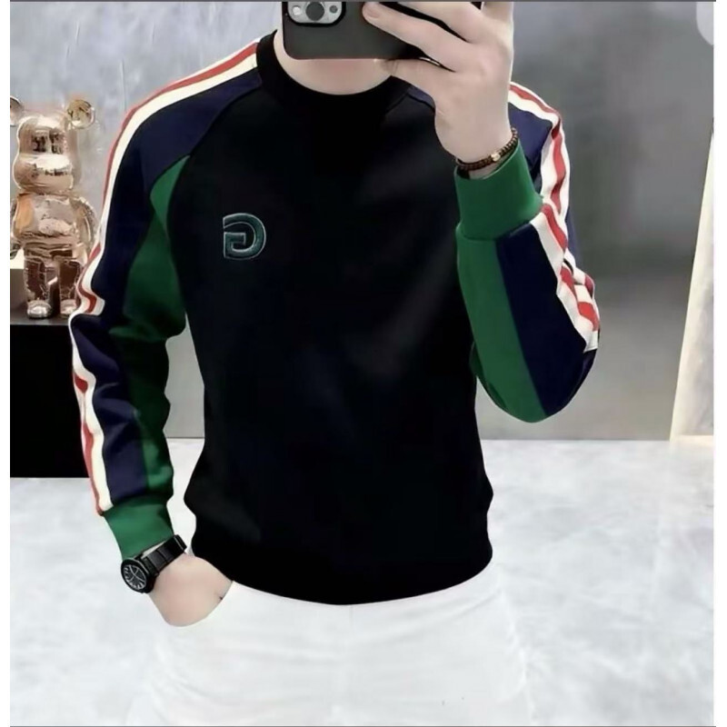 Designer Luxury Men's Trendy Brand Sweatshirt European Brand Trendy Round-neck Long-sleeved Coat Warm Business Base Layer Innerwear Casual Top
