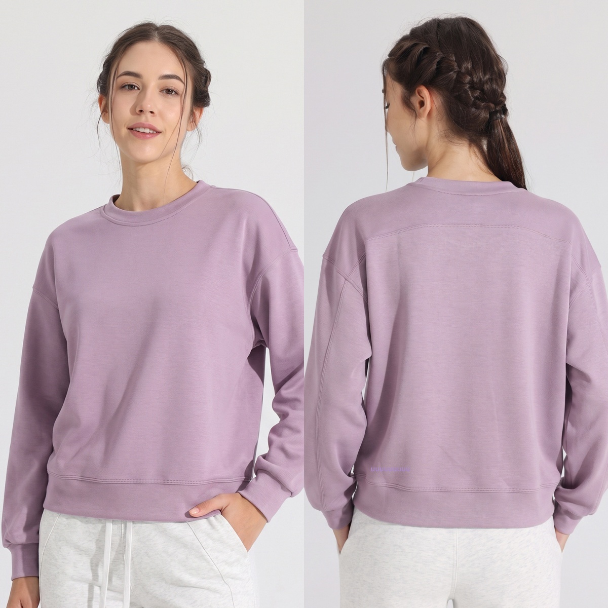 UU-L6662 Womens Loose Fit Yoga Wear Long Sleeve Jacket Casual Round Neck Top for Sports Activities Winter Workouts Women Sweatshirts
