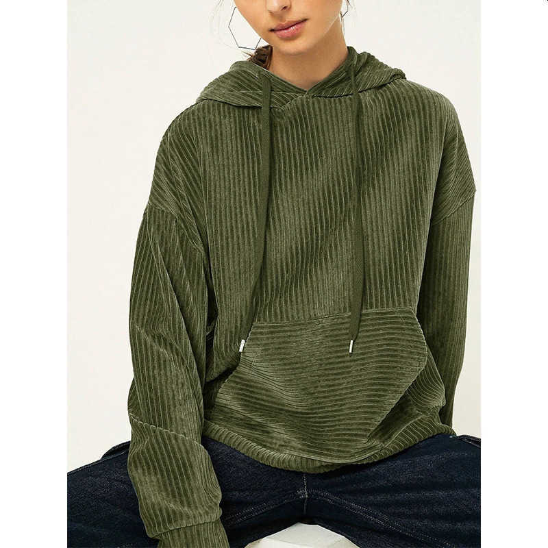 Hoodie Knitted Womens Super Large Hoodie Solid Long Slve Top Pocket Sports Shirt Womens Clothing S26101283G4