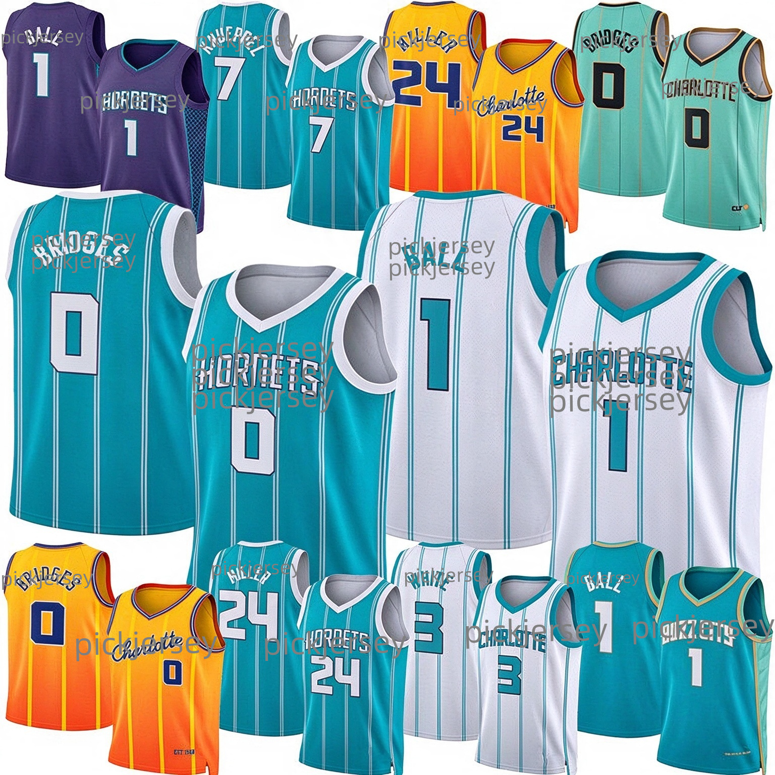 HornetSS Maillot de basket-ball Charlotte Miles Bridges LaMelo Ball Brandon Miller Coby White Grant Williams Kon Knueppel Deuil Johnson Tyrone Bo
