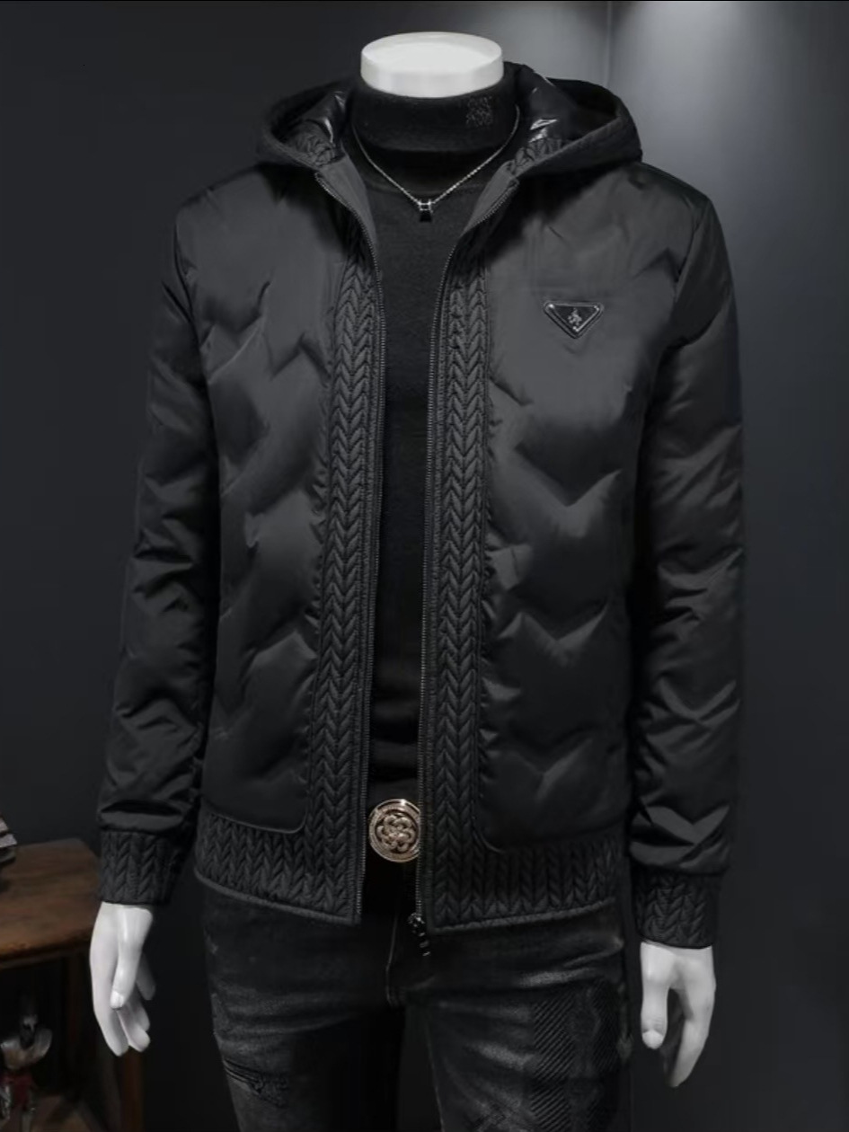 Winter New European Style Zipper Warm Jacket High End Thickened Solid Color Hooded Wheat Ear Cotton Coat
